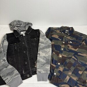 Abercrombie Kids Boys Camo Black Jeans Jacket 11/12 And Camo Shirt 13/14 Casual